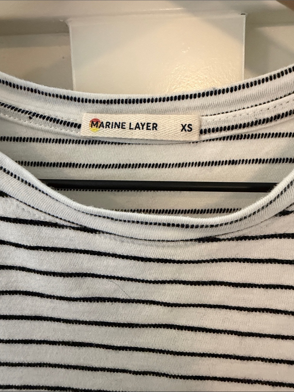 Marine Layer White and Black Striped Short Sleeve Tee - Picture 2 of 4